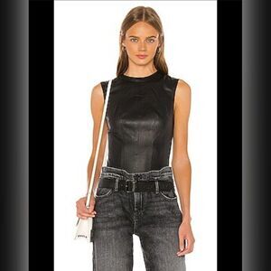 Claire 100% Lambskin Black Bodysuit in Nightlife 2. Size S